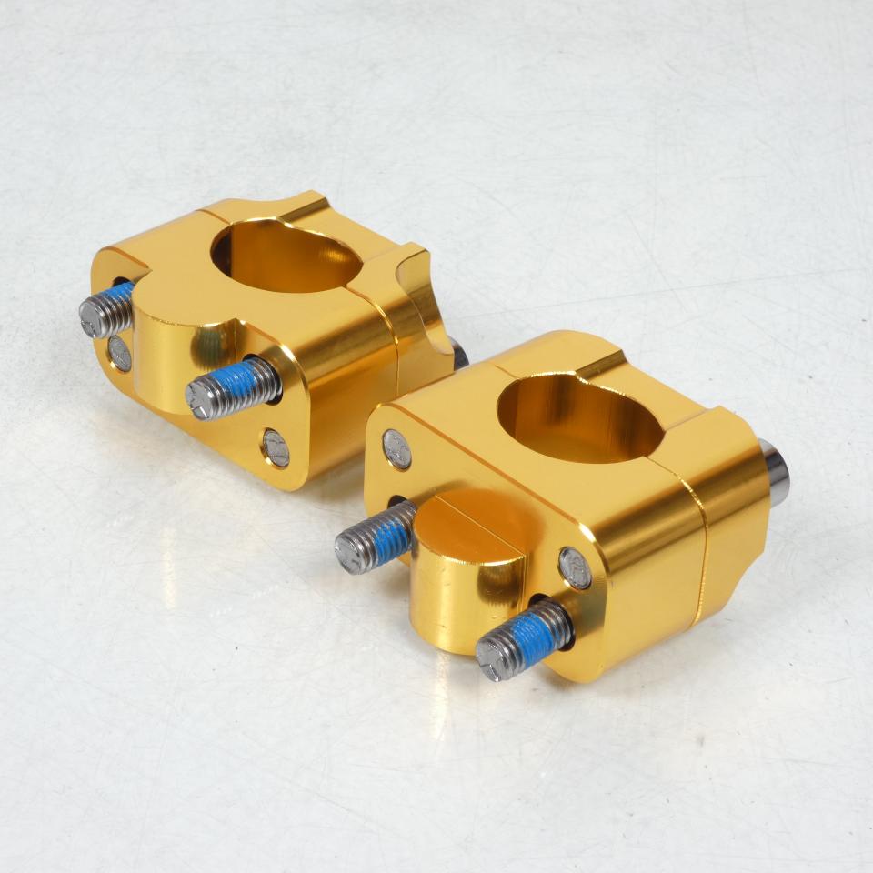 Paire pontet de guidon universel Or Ø28.6mm réhausse 19mm 3AS Racing pour moto