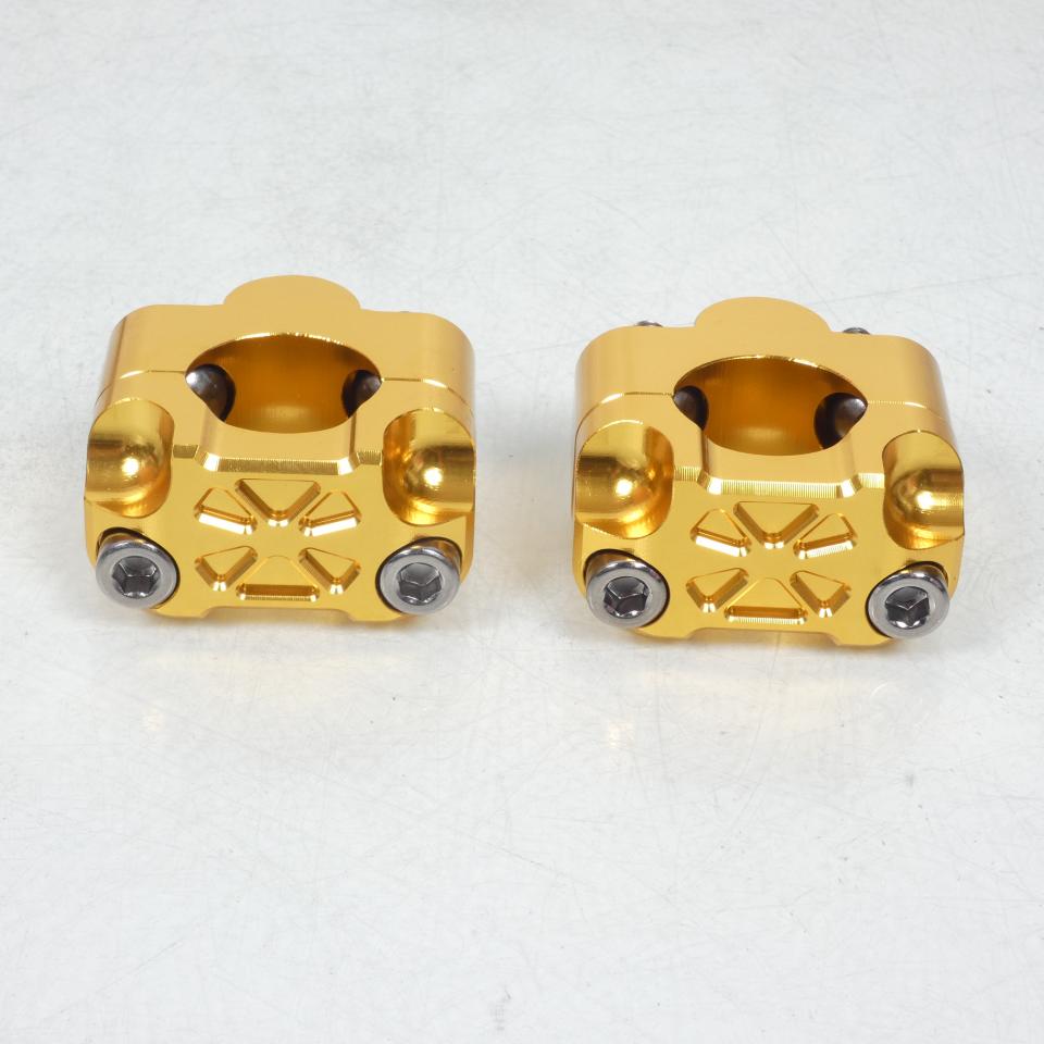 Paire pontet de guidon universel Or Ø28.6mm réhausse 19mm 3AS Racing pour moto