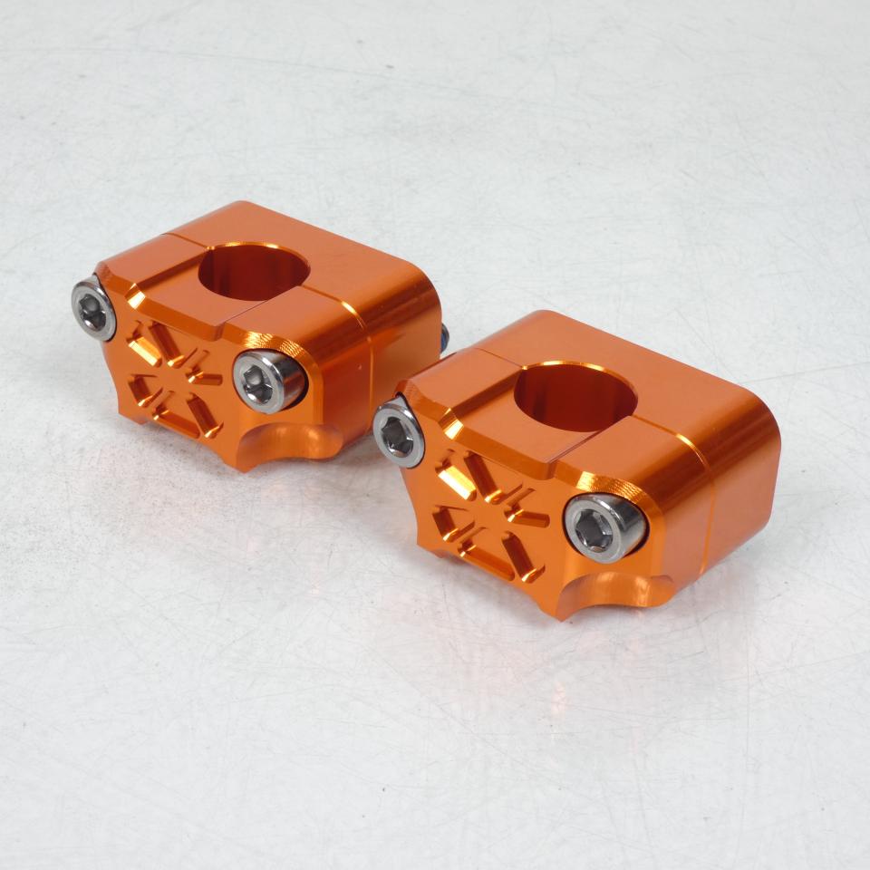 Paire pontet de guidon universel Orange Ø22mm réhausse 22mm 3AS Racing pour moto