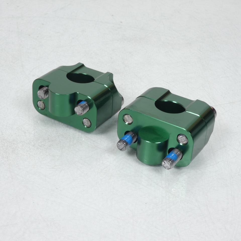 Paire pontet de guidon universel vert Ø22mm réhausse 22mm 3AS Racing pour moto