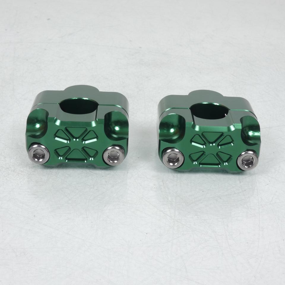 Paire pontet de guidon universel vert Ø22mm réhausse 22mm 3AS Racing pour moto