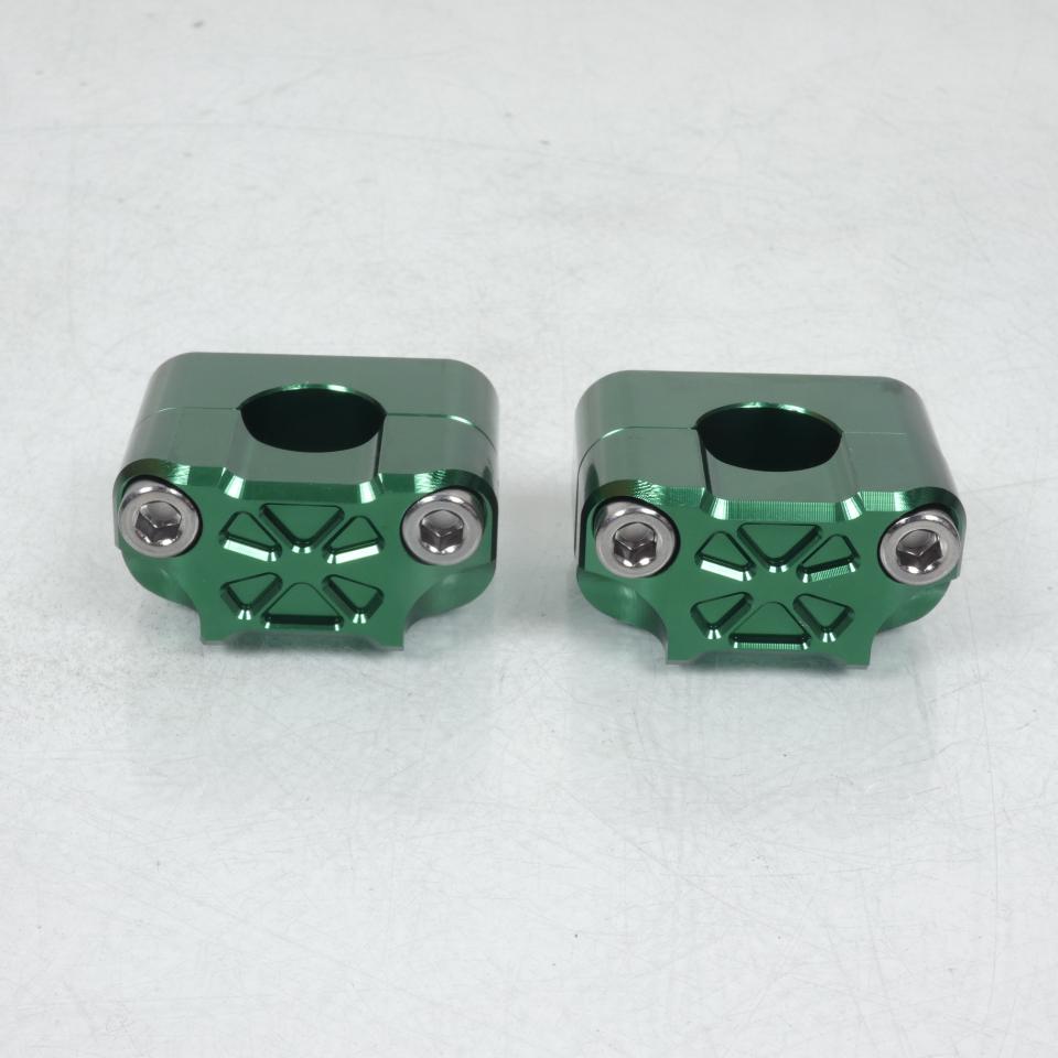 Paire pontet de guidon universel vert Ø22mm réhausse 22mm 3AS Racing pour moto