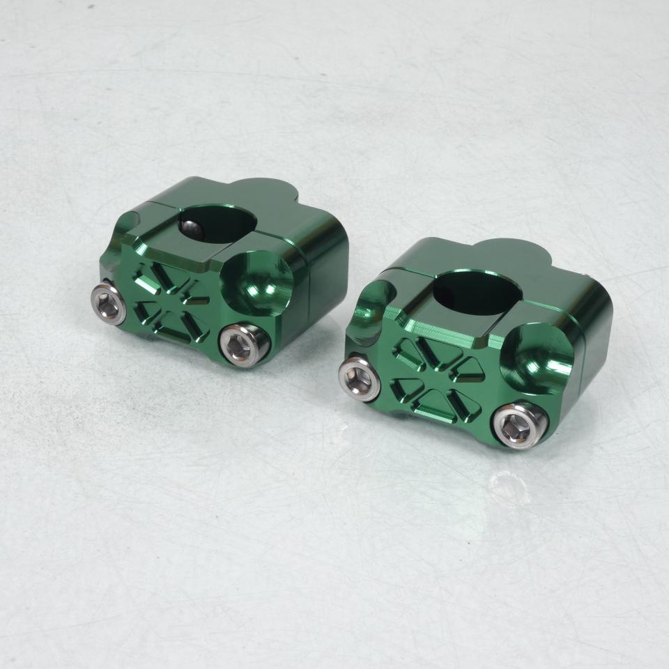 Paire pontet de guidon universel vert Ø22mm réhausse 22mm 3AS Racing pour moto