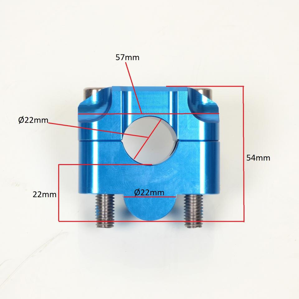 Paire pontet de guidon universel bleu Ø22mm réhausse 22mm 3AS Racing pour moto