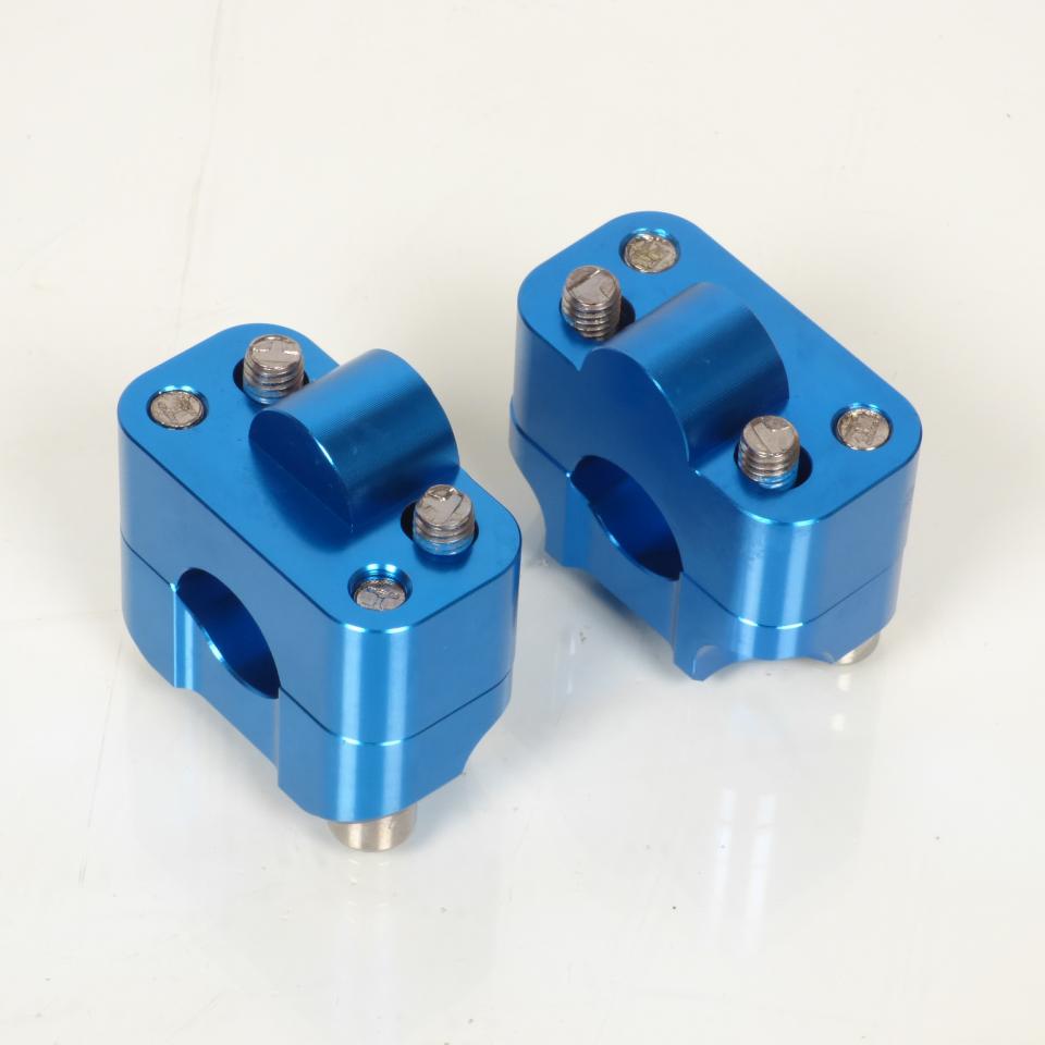 Paire pontet de guidon universel bleu Ø22mm réhausse 22mm 3AS Racing pour moto