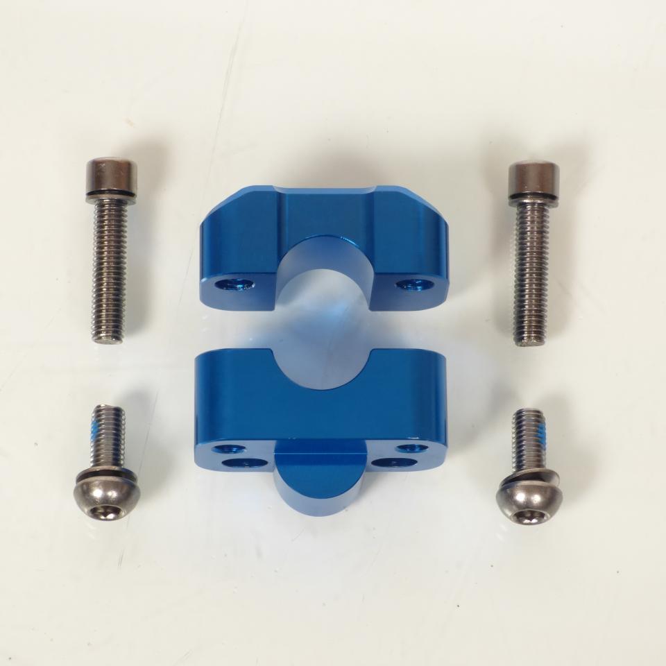 Paire pontet de guidon universel bleu Ø22mm réhausse 22mm 3AS Racing pour moto