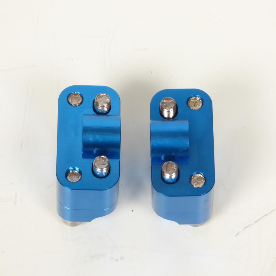 Paire pontet de guidon universel bleu Ø22mm réhausse 22mm 3AS Racing pour moto