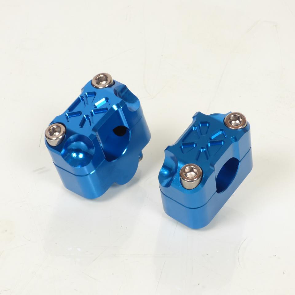 Paire pontet de guidon universel bleu Ø22mm réhausse 22mm 3AS Racing pour moto