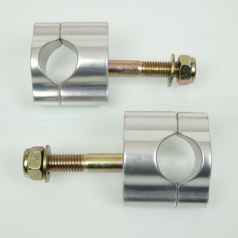Paire de pontet de guidon Ø28mm rehausse 20mm aluminium poli pour moto Neuf