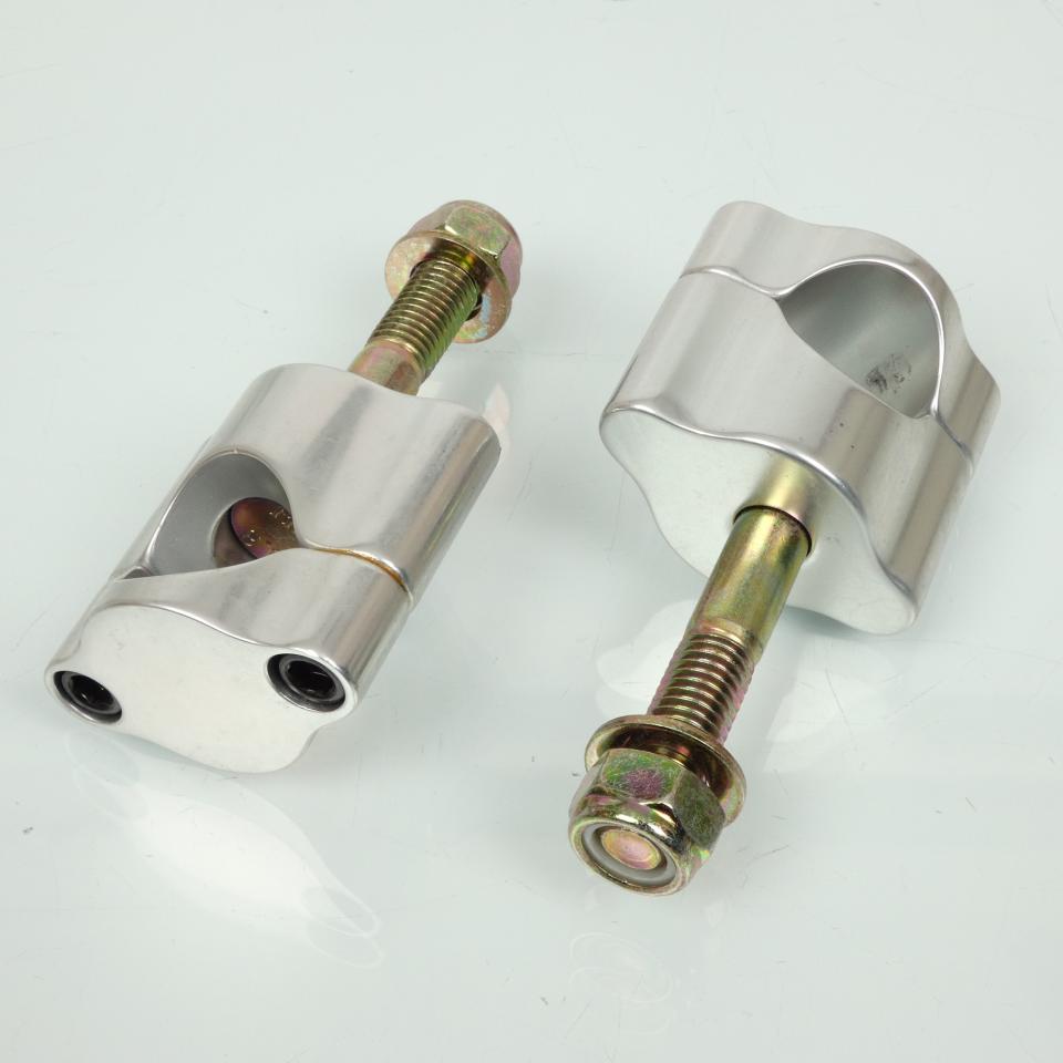 Paire de pontet de guidon Ø28mm rehausse 20mm aluminium poli pour moto Neuf