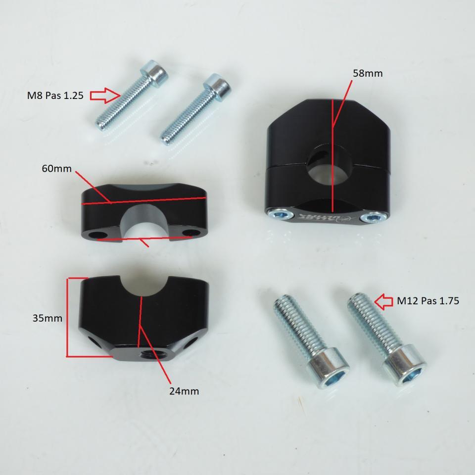 Pontet de guidon noir Alloy Ultima pour moto Ø22mm / 35mm Neuf