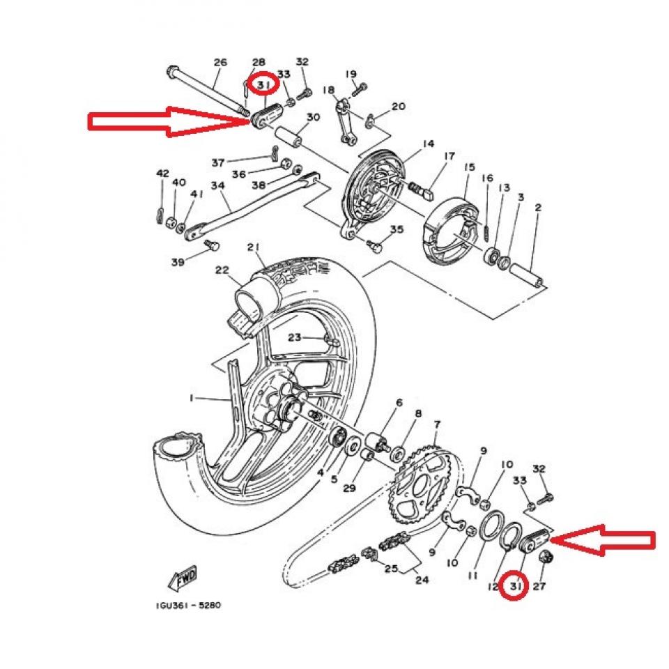 Tendeur chaîne de transmission pour moto Yamaha 350 RZ 4L0-25389-00 Neuf