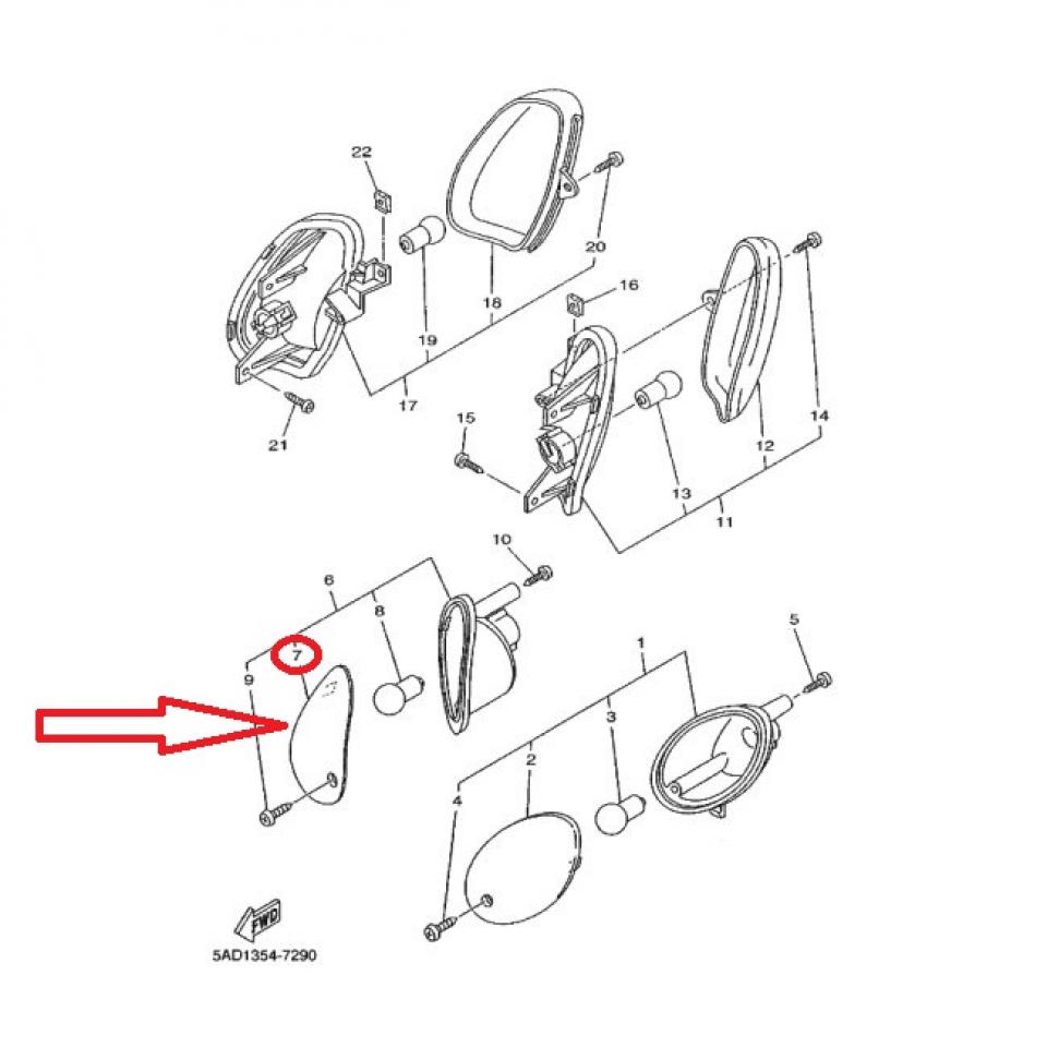 Cabochon de clignotant origine pour scooter MBK 50 Ovetto 1997 à 2006 5AD-H3322-00 / AVD Neuf