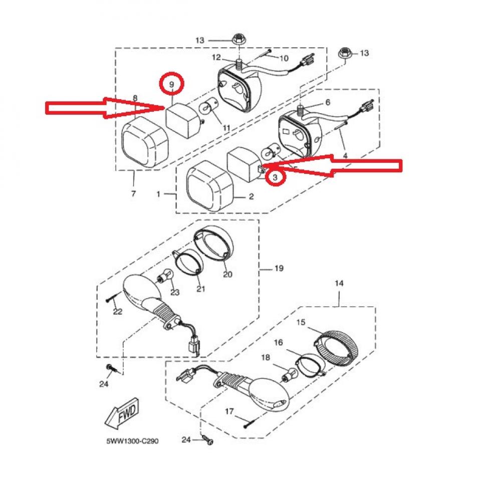 Cabochon intérieur clignotant AV pour scooter MBK 50 Booster 5WWH333202 orange