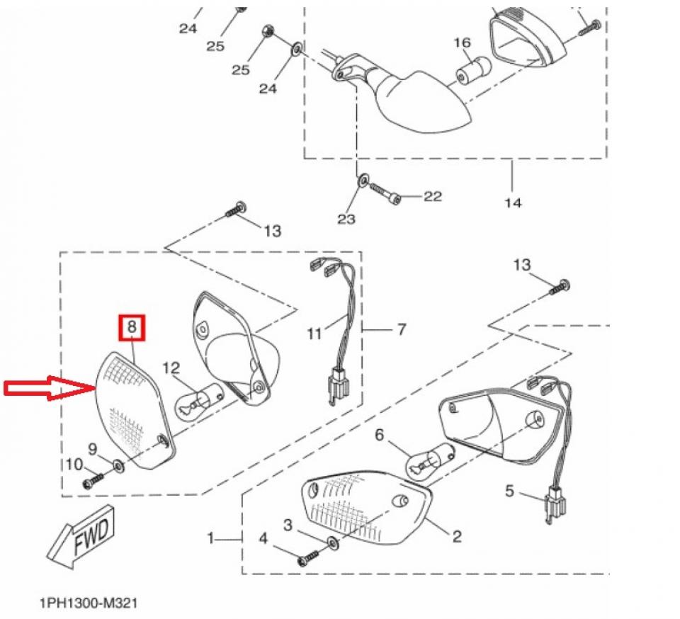 Cabochon clignotant AVD pour scooter MBK 50 Nitro 2013-2020 1PH-H3322 Blanc