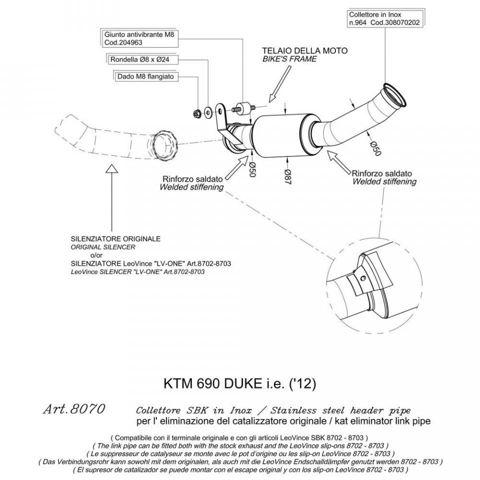 Catalyseur d échappement pour Harley Davidson Fltrx Road Glide
