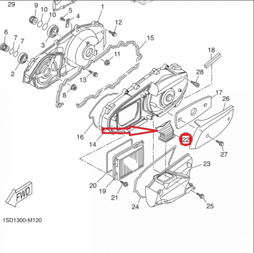 Manchon de boite à air pour scooter Yamaha 400 X-max 2014 à 2017 1SDE547501 Neuf