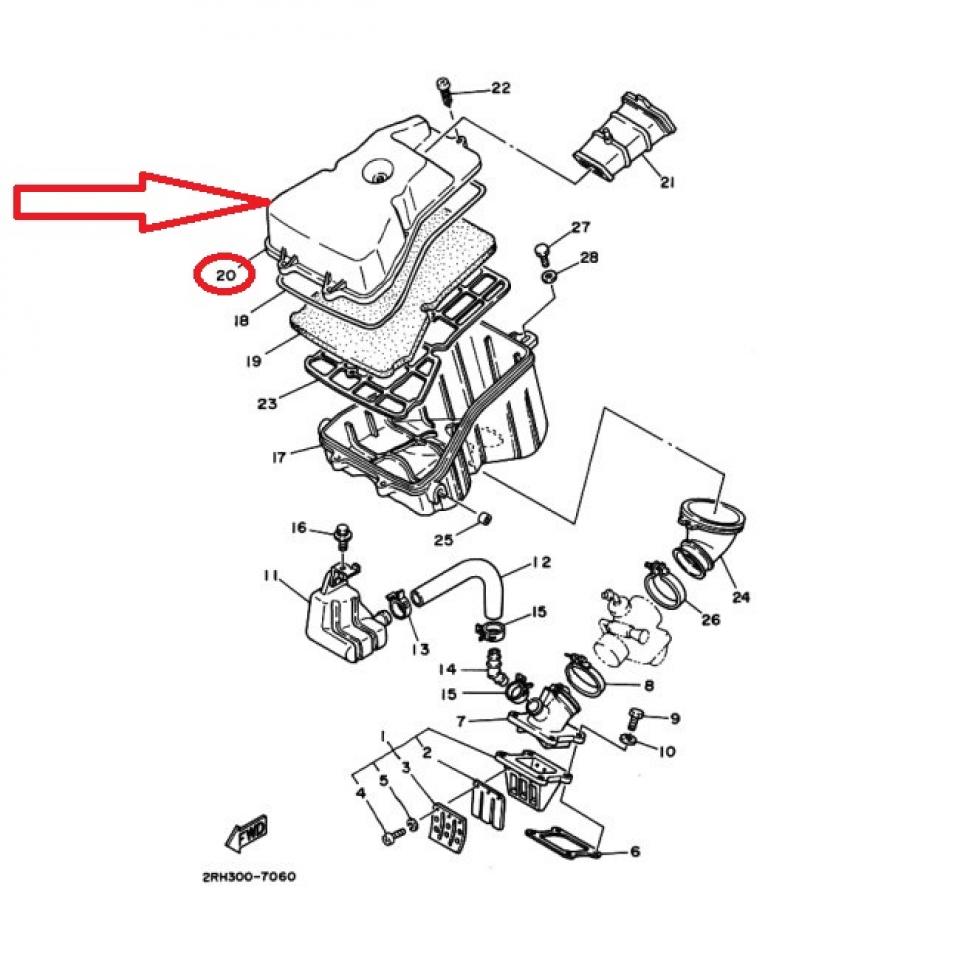 Couvercle de boite a air pour moto Yamaha 50 TZR 1990 à 1992 2RH-14412-01 Neuf