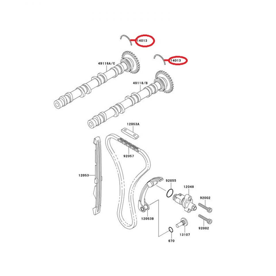 Clavette demi lune arbre à cames origine pour moto Kawasaki 750 ZXR 140131057