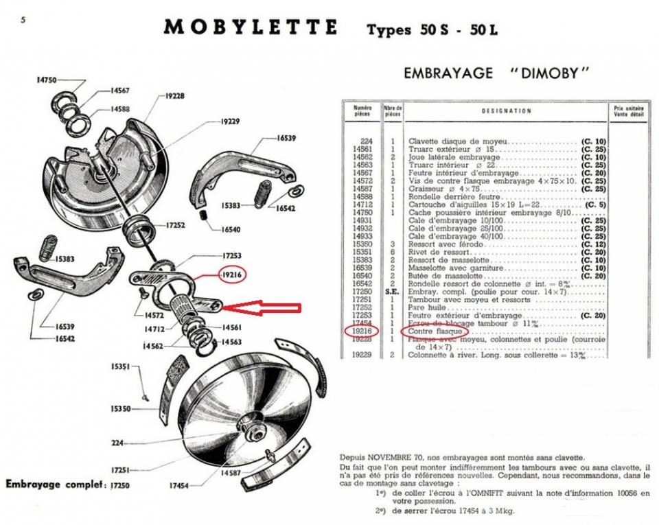 Contre flasque d'embrayage pour mobylette MBK 50 Mobylette 90896-21682 Neuf