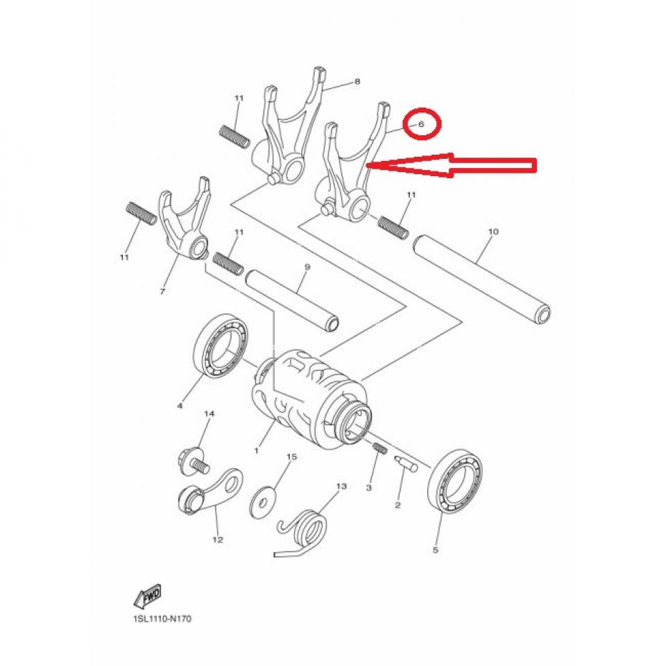 Fourchette de boite de vitesse pour moto Yamaha 450 YZF 1SL-18511-00-00 Neuf