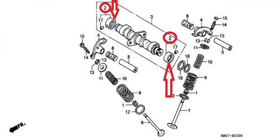 Bague palier d'arbre à cames pour moto Honda 125 CB T 12234-399-010 20x28x13