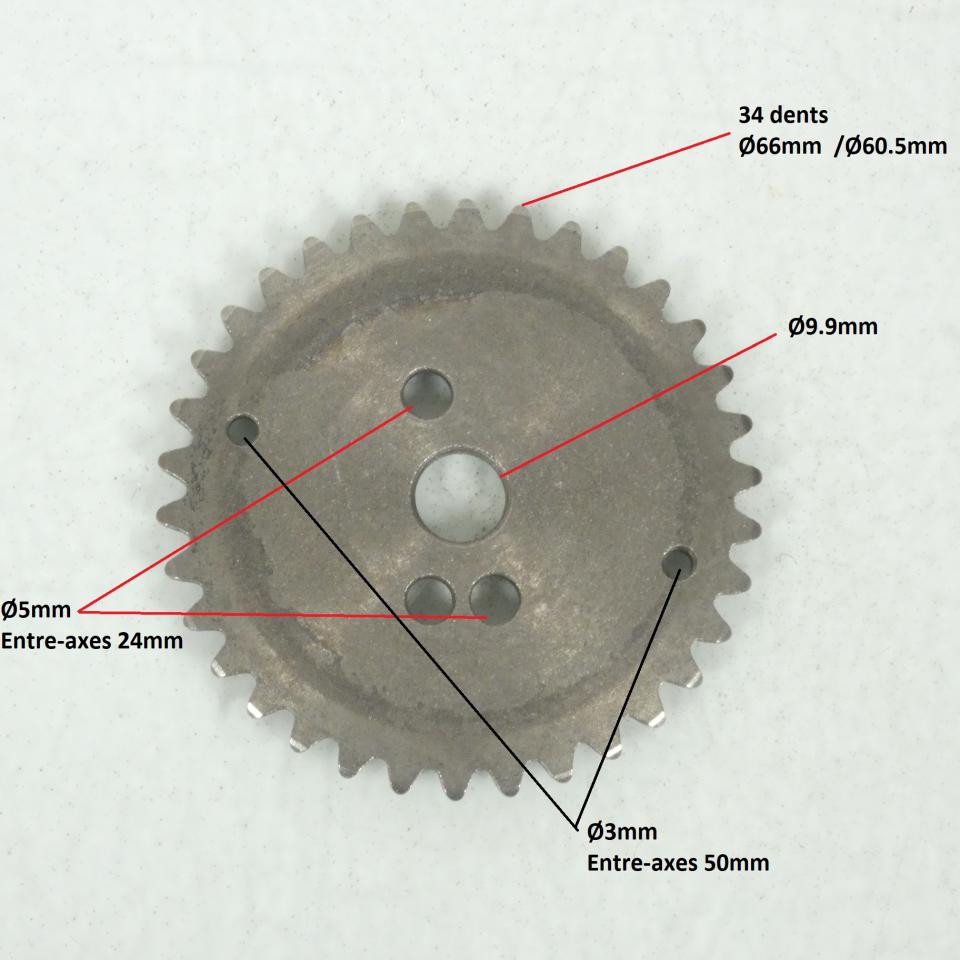 Pignon d'arbre à cames 34 dents pour scooter Peugeot 50 Kisbee 2010-18 779678