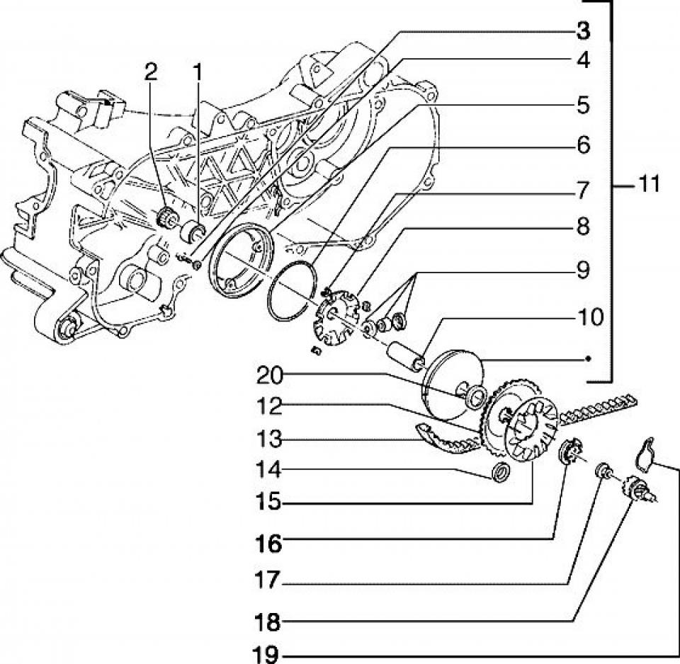 Entretoise de pignon de pompe à huile origine pour scooter Piaggio 50 Typhoon 1993 à 1997