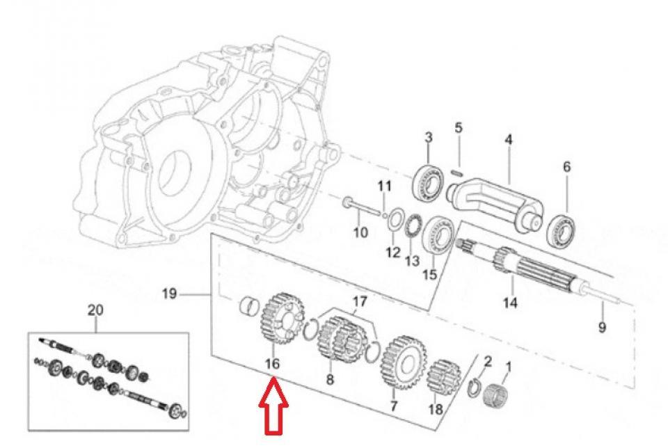 Pignon d'arbre de boite de vitesse pour moto Aprilia 50 RX 1995 à 2003 AP8206609 Z 24