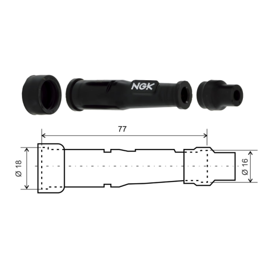 Antiparasite long noir NGK SD05F / 8022 Neuf pour moto