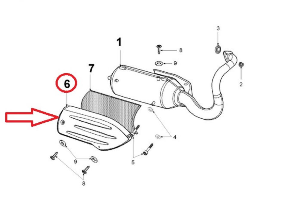 Protection pot d'échappement pour scooter Peugeot 50 Looxor 745184GT Neuf