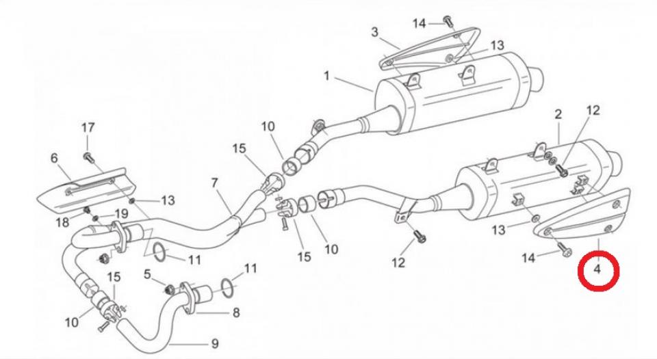 Protection pot d échappement origine pour moto Aprilia 650 Pegaso AP8119464 Neuf