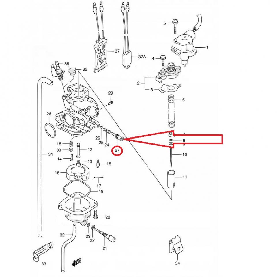 Pièce de carburateur origine pour Moto Suzuki 50 AE 13267-29A00-0000 Neuf