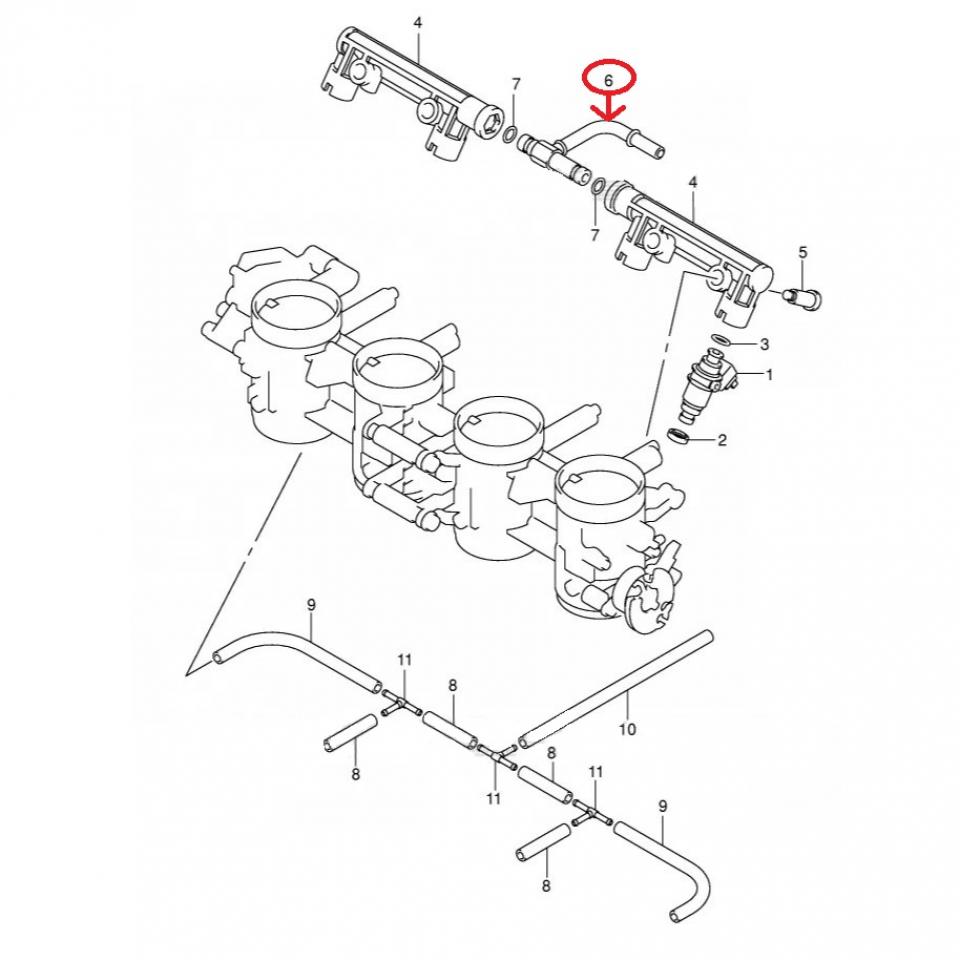 Raccord rampe d'injection origine pour moto Suzuki 1000 Gsx-R 13473-35F01 Neuf