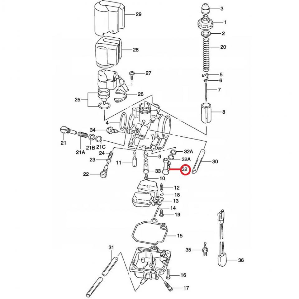 Pièce de carburateur origine pour scooter Suzuki 50 Katana 13685-43E00-000 Neuf