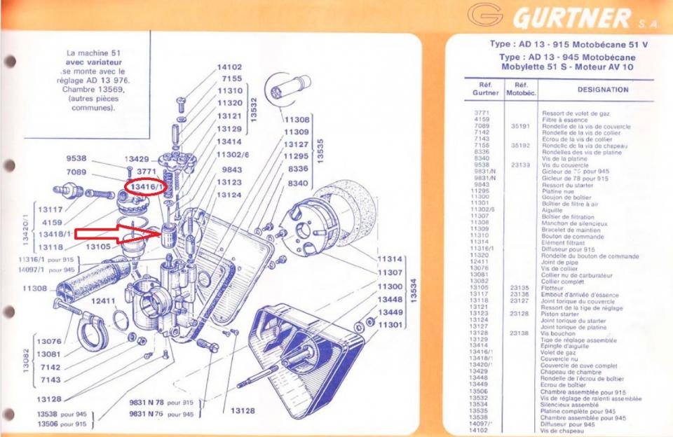 Boisseau carburateur Gurtner AD13 pour deux roues NJ9E43120001 23751 13416/1 Ø15