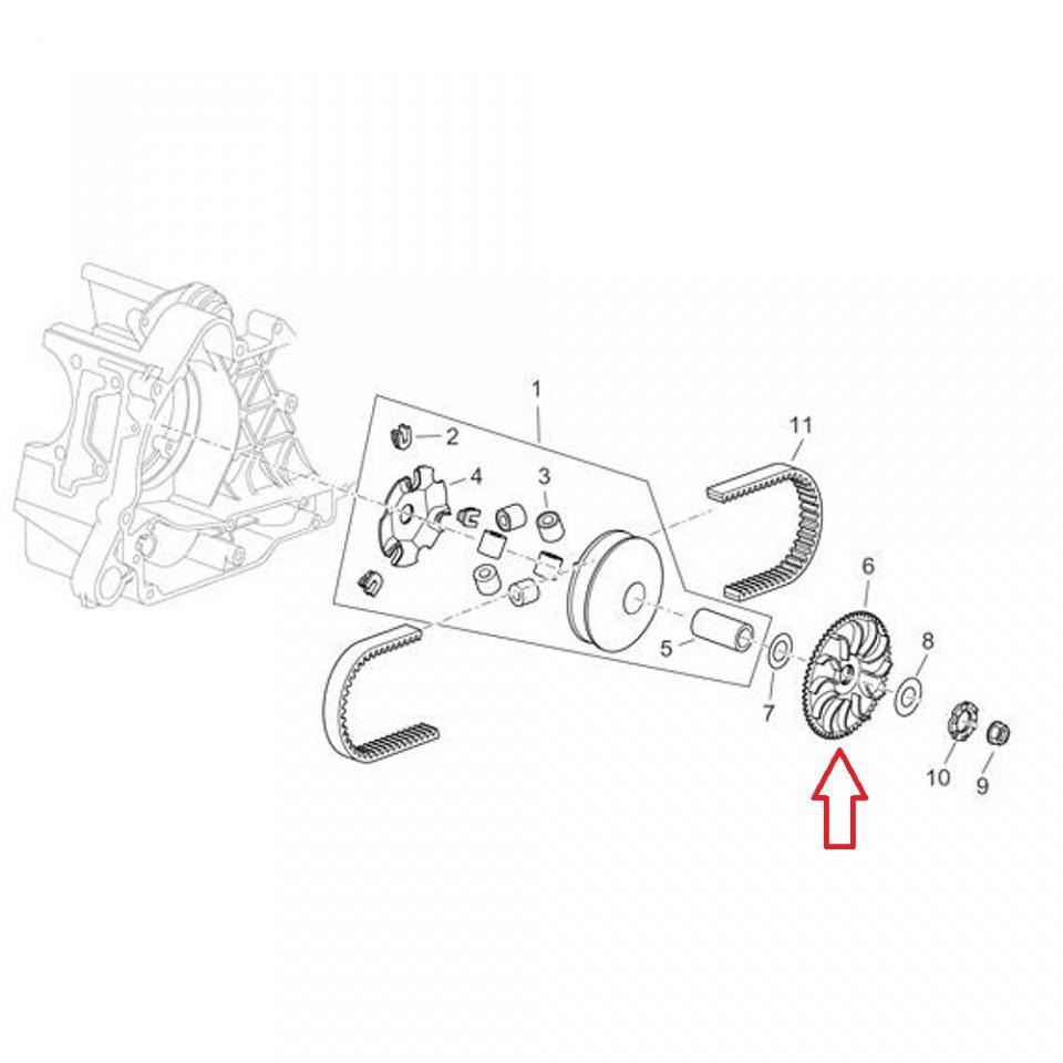 Joue fixe variateur origine pour scooter Aprilia 125 Sport City 2004-2008 845607 / 8456075 Neuf