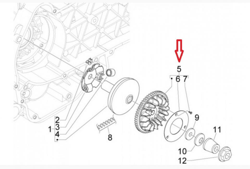 Joue fixe variateur origine pour Scooter Piaggio 125 Vespa S Ie 2009 à 2011 8456075 / 113.008208 Neuf