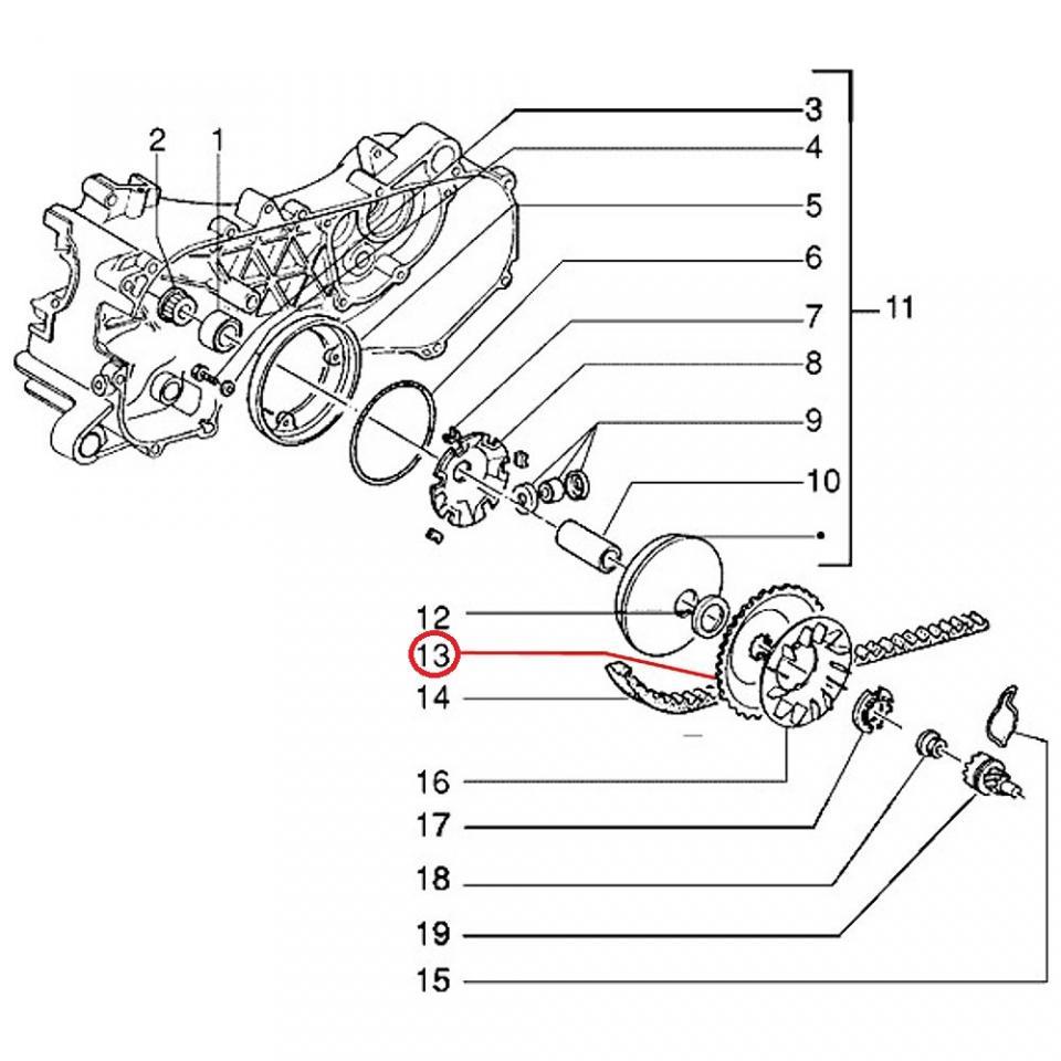 Joue fixe variateur origine pour scooter Piaggio 50 Zip 2T 1995-1999 289831 Neuf
