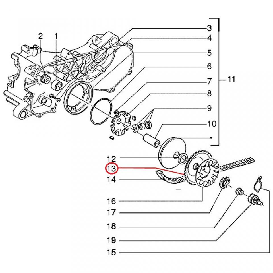 Joue fixe variateur origine pour scooter Piaggio 50 Typhoon 1993-2000 289831 Neuf