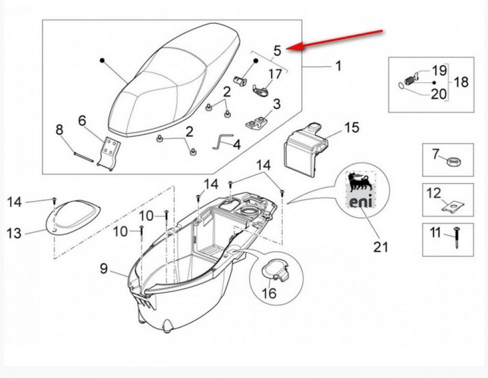 Support barillet serrure de selle pour scooter Aprilia 50 SR Motard 2012-2017 672327