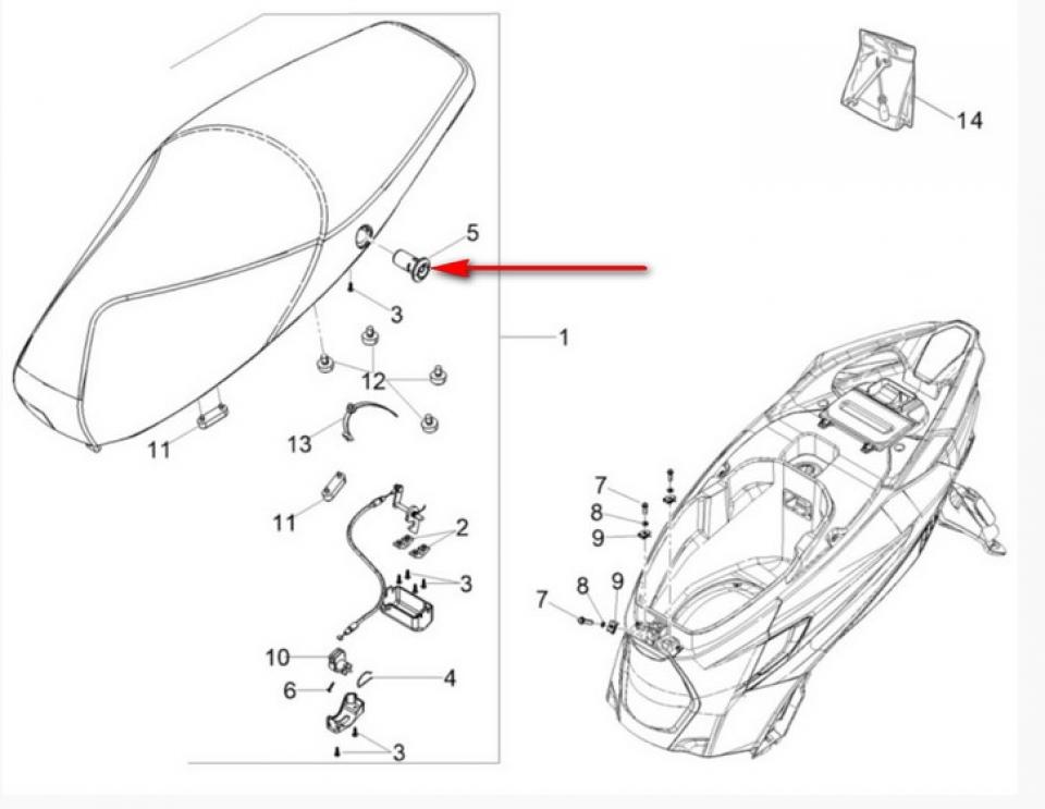 Serrure de selle pour Aprilia SXR