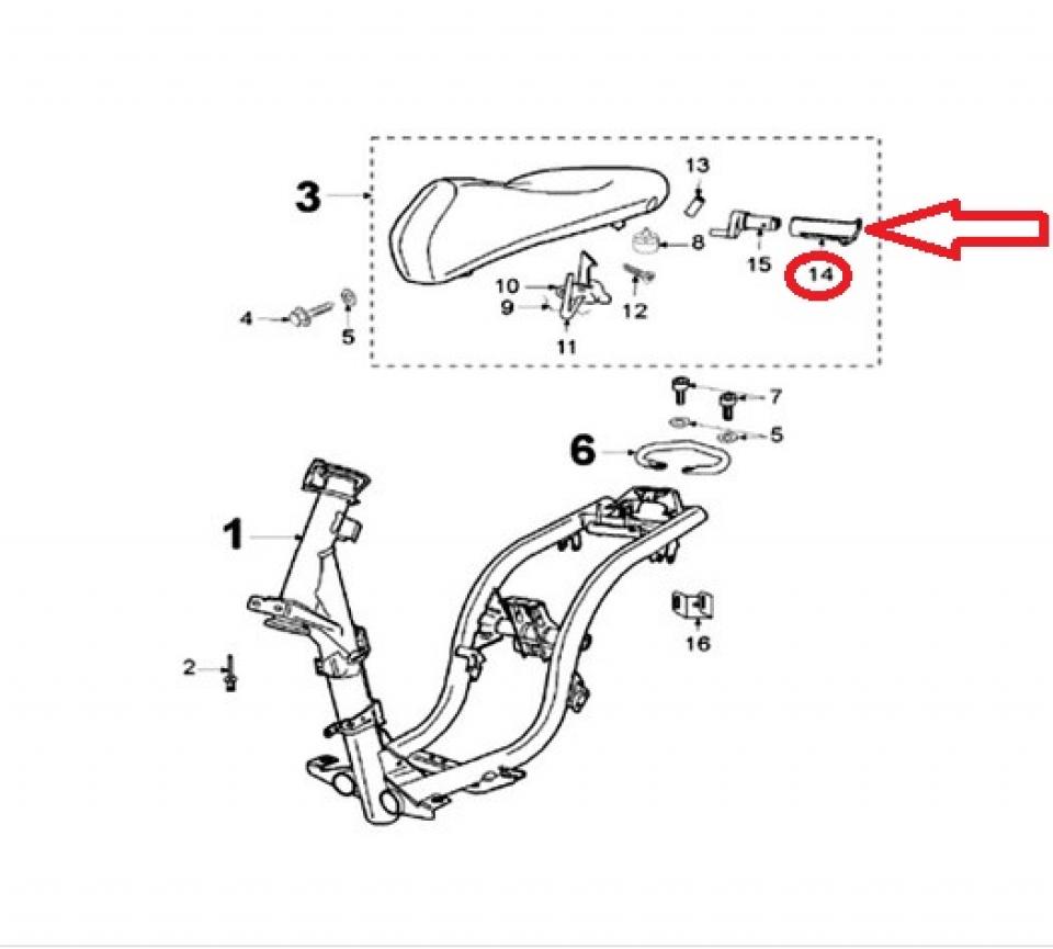 Support barillet serrure selle 758103 pour scooter Peugeot 50 Ludix one 2005-15