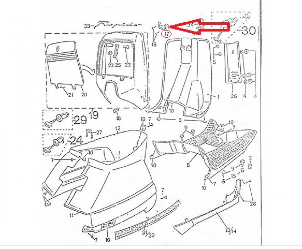 Gâche de serrure coffre tablier AR pour scooter Peugeot 50 St Rapido 720200 Neuf