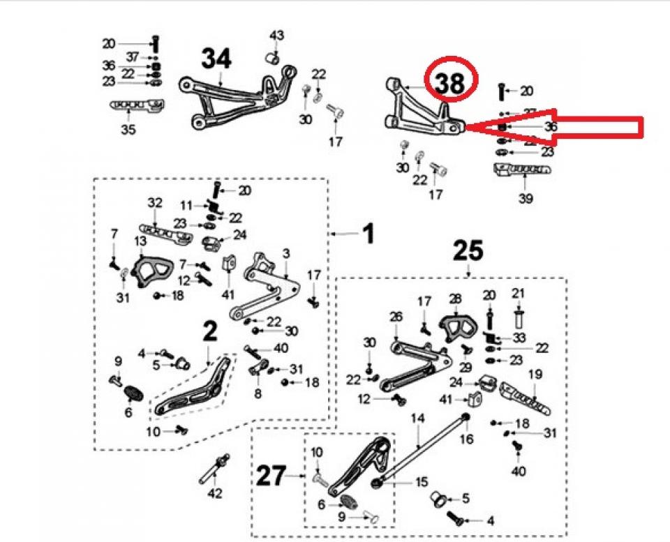 Platine de repose pied ARG pour moto Peugeot 50 XR6 2002-10 756903GW Gris neuf
