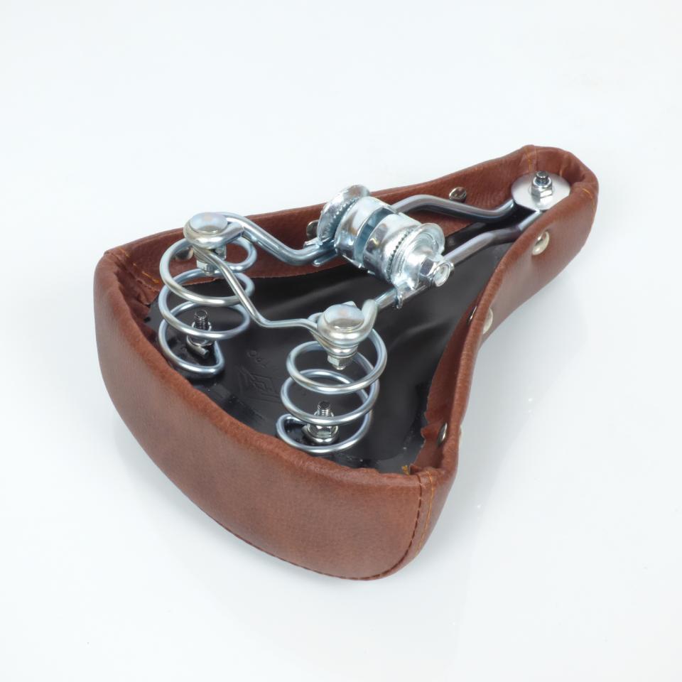Selle vintage marron avec 2 ressort acier neuve Ø22mm pour mobylette Motoconfort