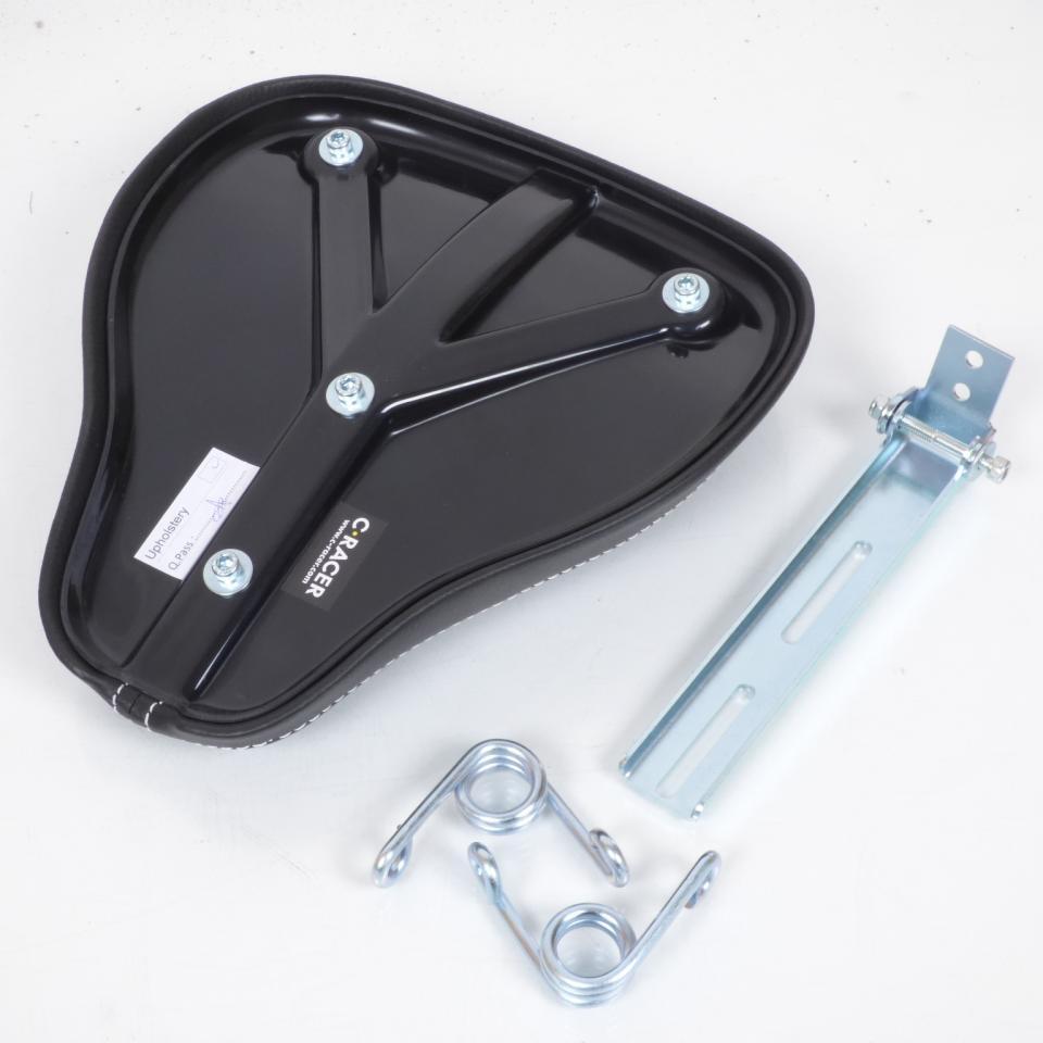 Selle pilote C. Racer pour Auto Bobber noire couture blanche Neuf