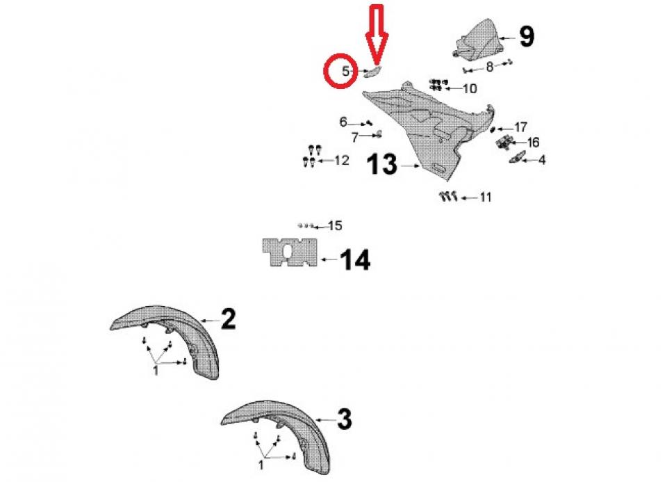 Couvercle plastique Droit 11783920M1 pour scooter Peugeot 400 Metropolis 2013-17