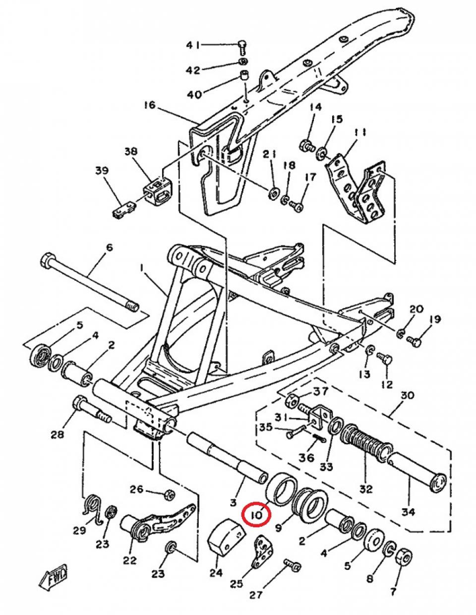 Patin joint protecteur bras oscillant pour moto Yamaha 125 DTMX 2A6-22152-00