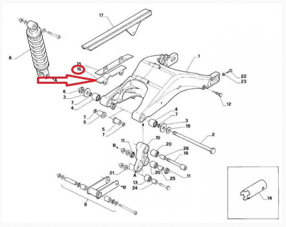 Patin guide chaîne transmission pour moto Aprilia 125 RS 1992 à 2010 AP8120794